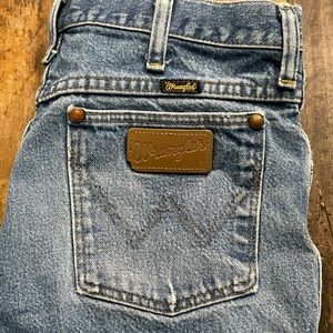 Wrangler blue jeans.